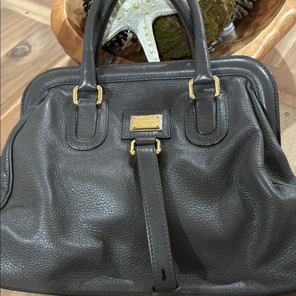 Dolce&Gabana gray and Gold Structured vintage  Leather Satchel